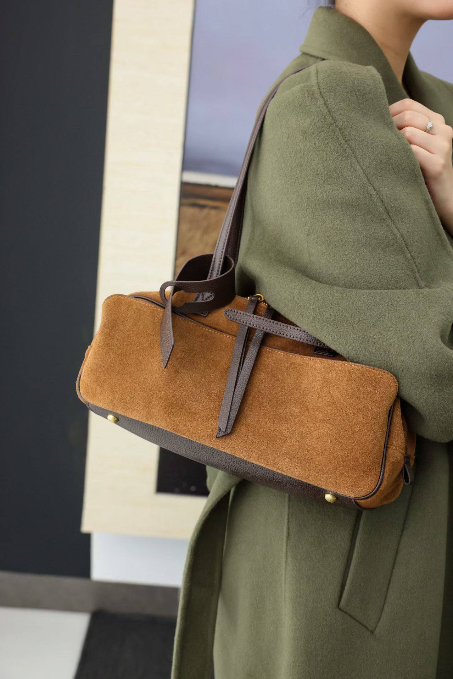 Siena Suede & Leather Shoulder Bag