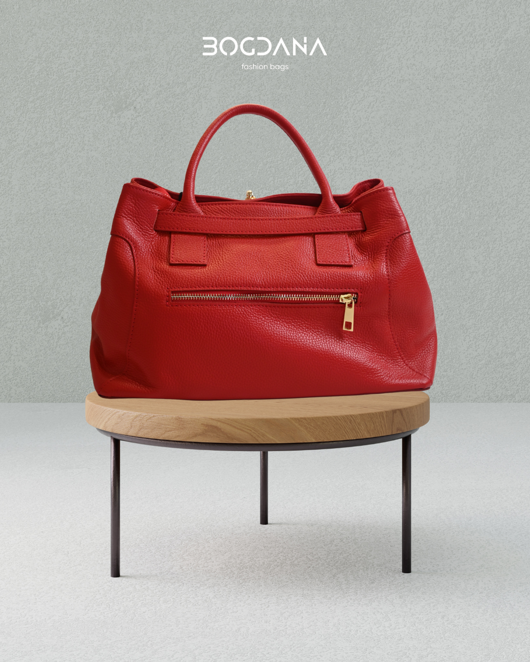 Bogdana Firenze – Genuine Leather Bag, Made in Italy 🇮🇹 (Black & Red)