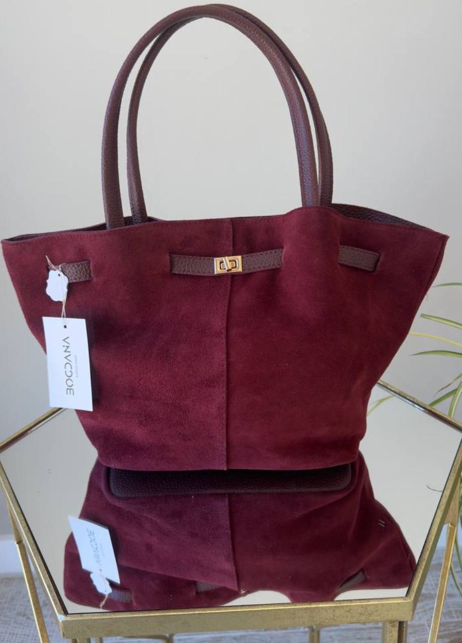 Stylish Suede Bag with Two Straps and Quality Hardware