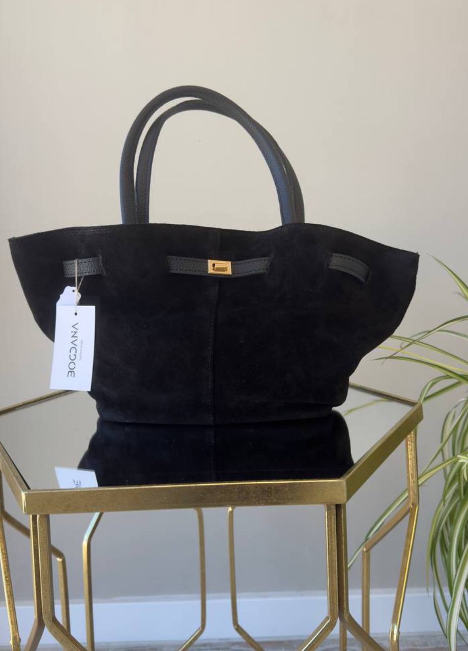 Stylish Suede Bag with Two Straps and Quality Hardware
