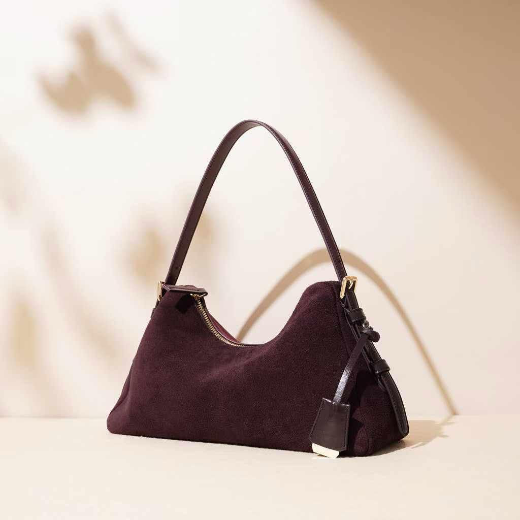 Velour Elegance – Genuine Suede & Leather Bag ✨