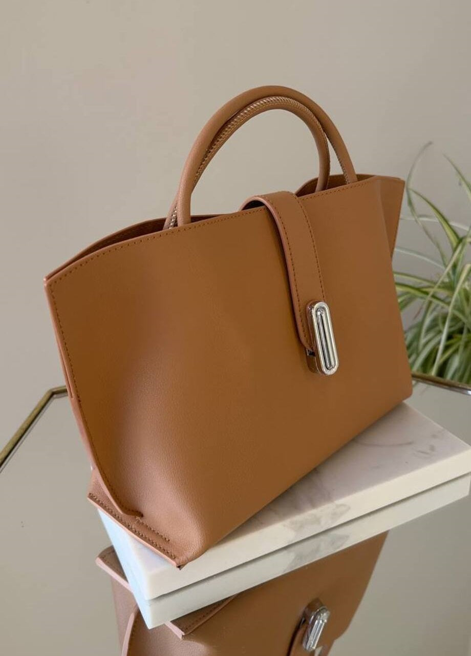 Tote Bag NATURAL LEATHER with Long Adjustable Strap