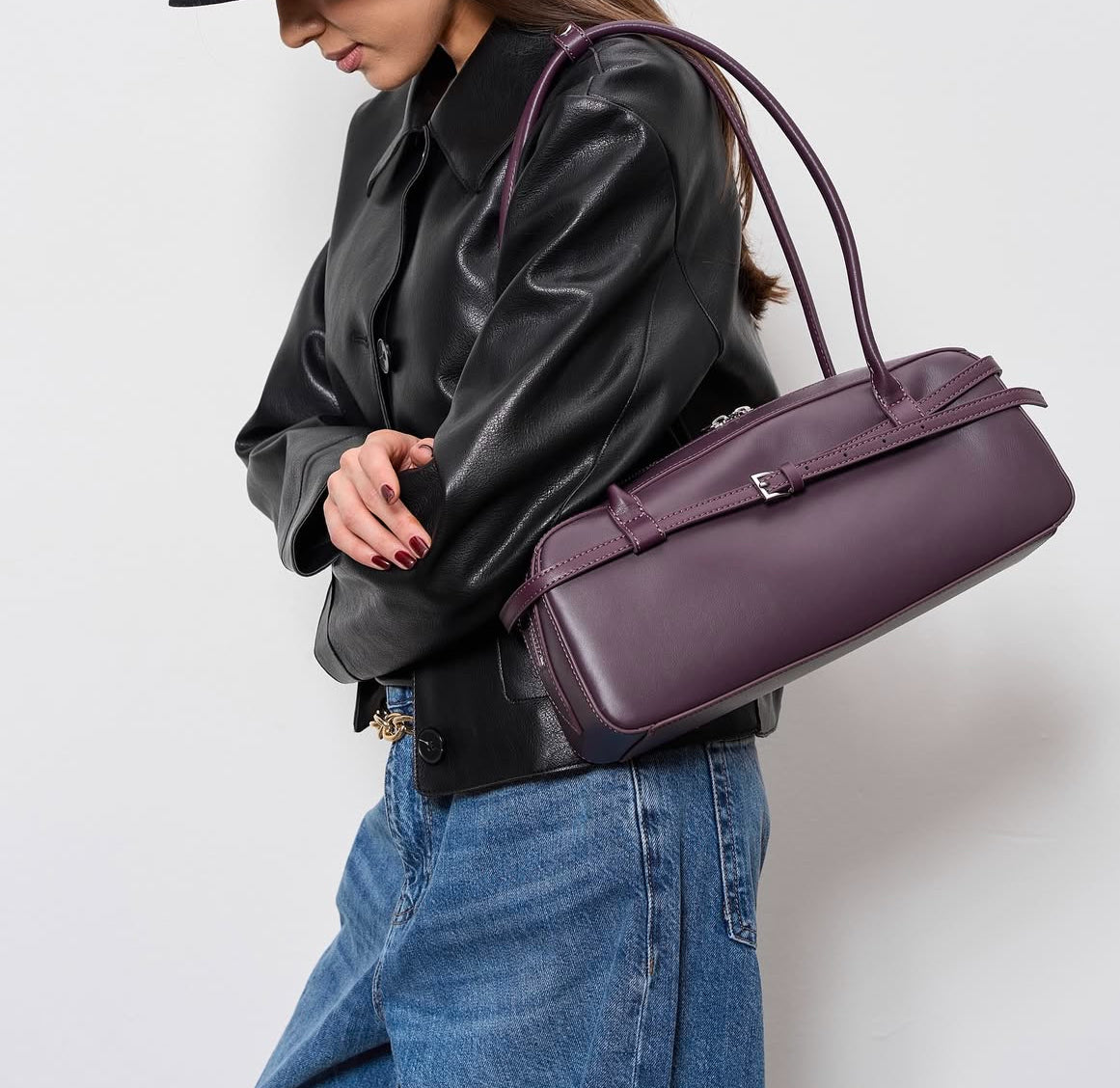 NOIR CLASSIQUE – Genuine Leather Shoulder Bag