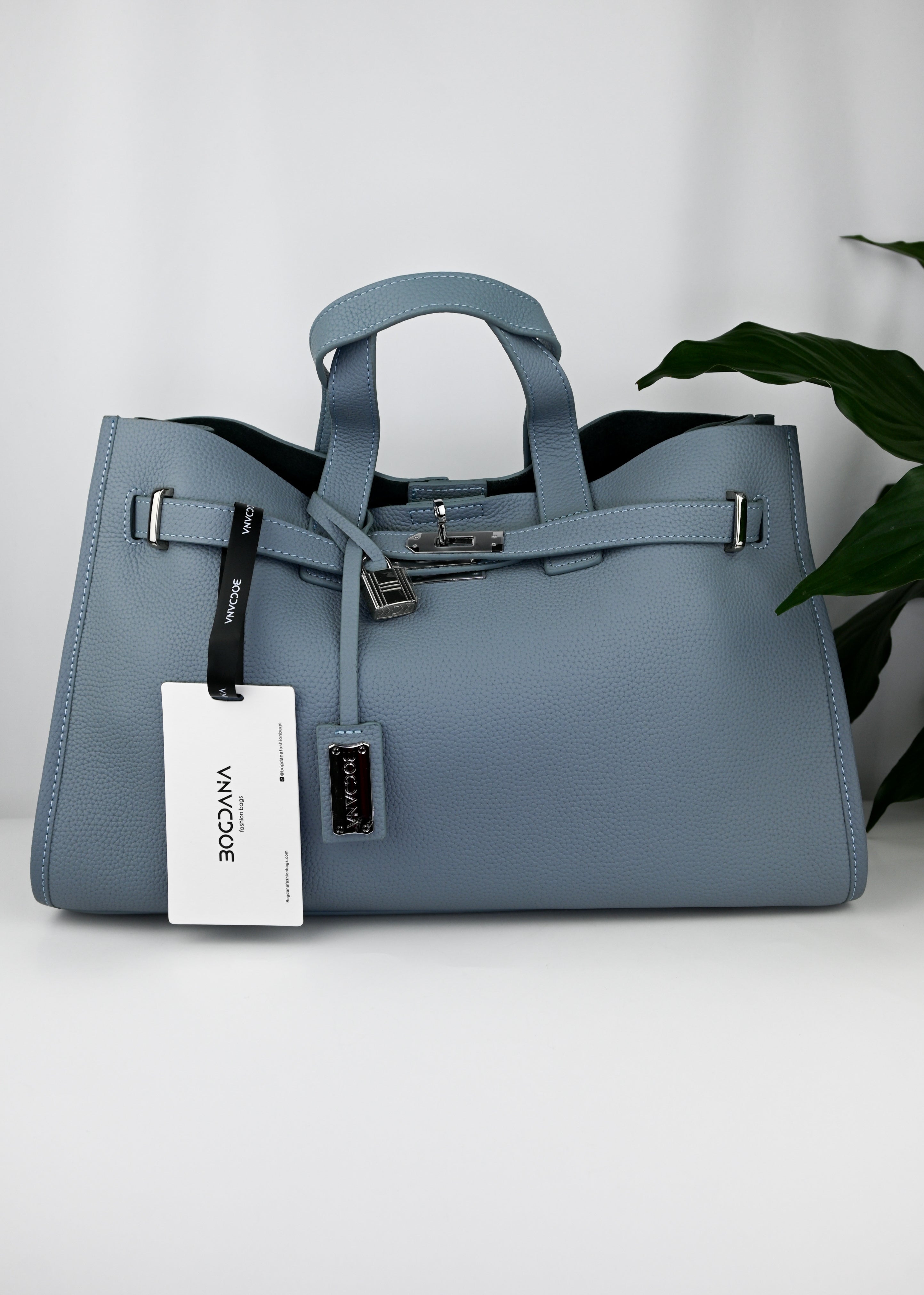 Bogdana Urban Luxe — Genuine Leather Power Tote with Silver-Tone Hardware – Women’s Shoulder Bag