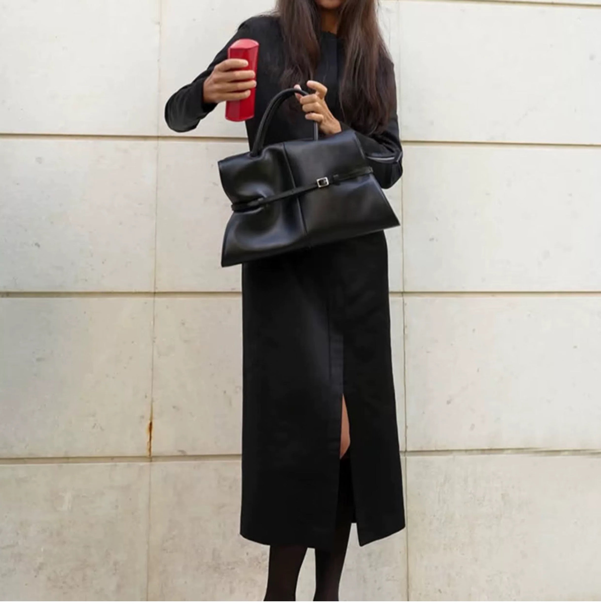 Silhouette Noir-Genuine Leather Top Handle Shoulder Bag