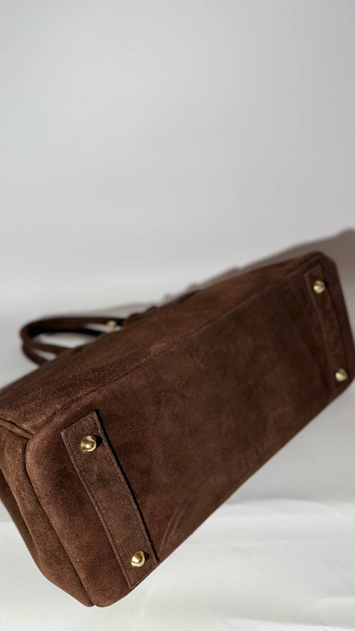 Torino Suede Top-Handle Bag — Italian Genuine Suede