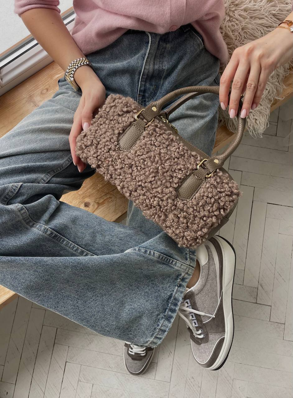 Bogdana Toscana Shearling — Genuine Leather & Shearling Crossbody Bag with Adjustable Strap