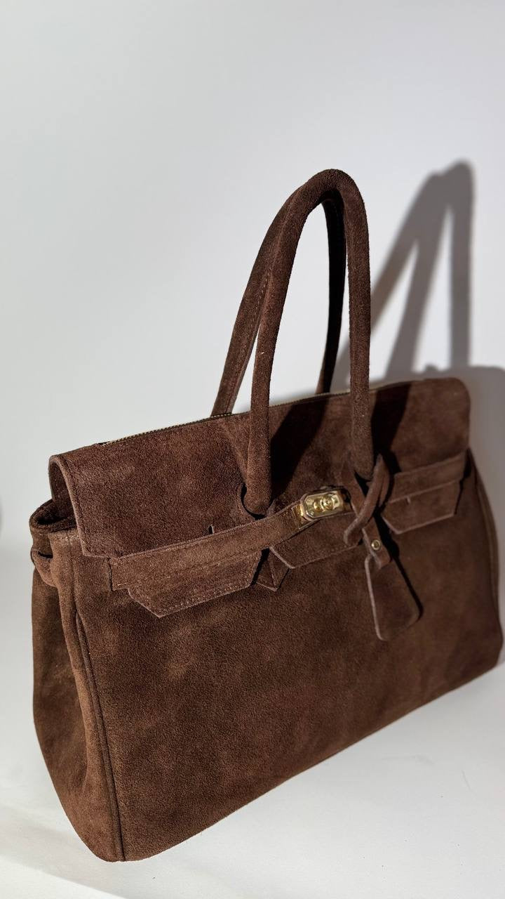 Torino Suede Top-Handle Bag — Italian Genuine Suede