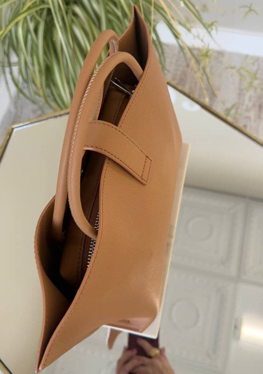 Tote Bag NATURAL LEATHER with Long Adjustable Strap