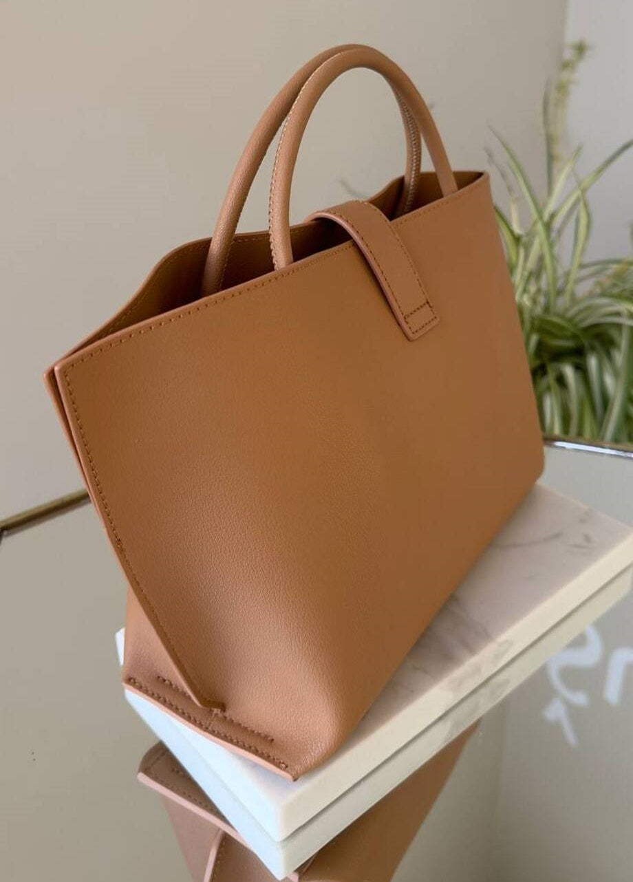 Tote Bag NATURAL LEATHER with Long Adjustable Strap