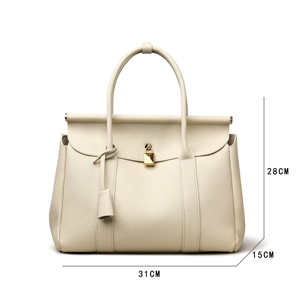 Bogdana Signature — Genuine Leather Handbag with Top Handles and Long Adjustable Strap