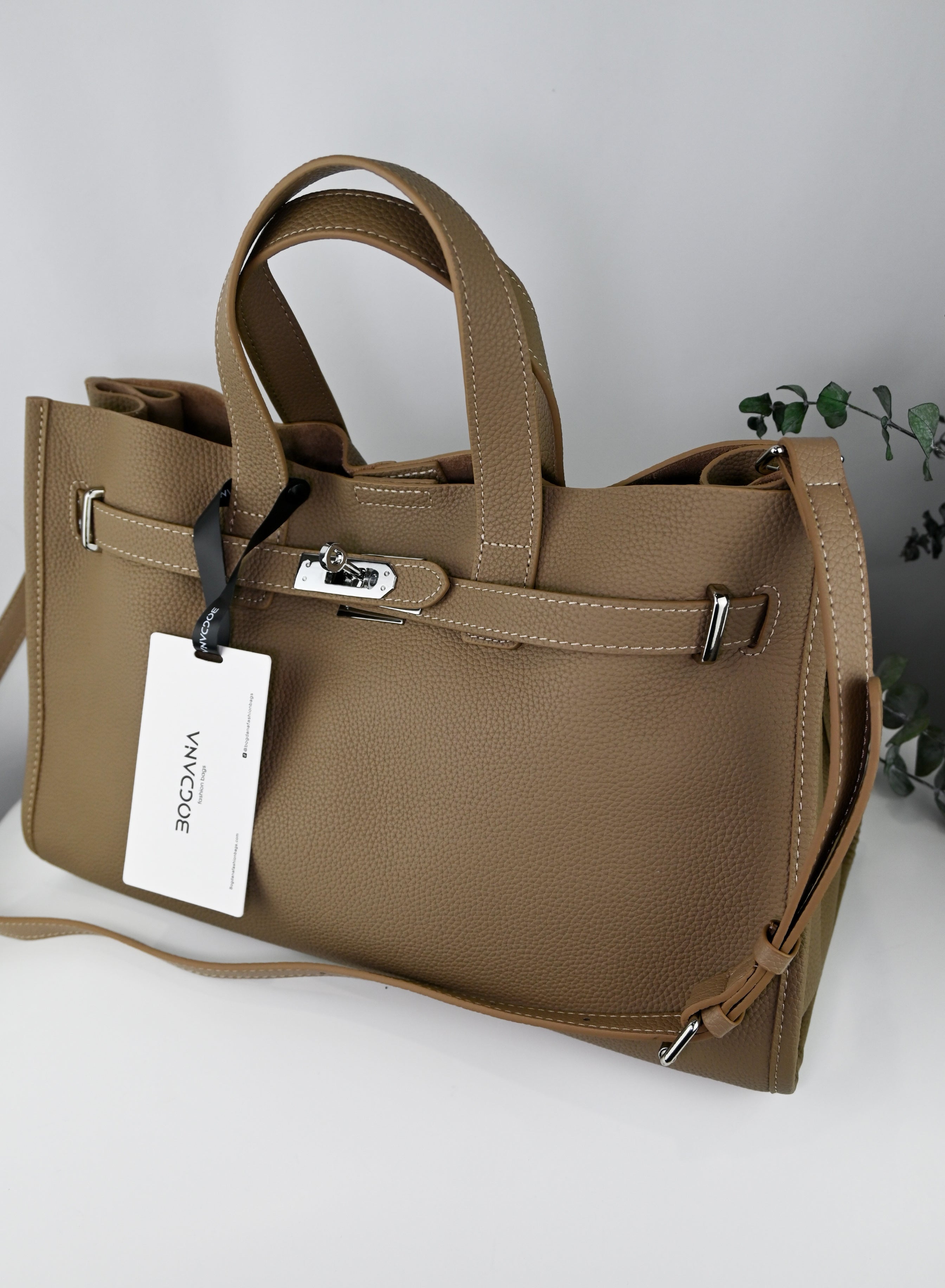 Bogdana Urban Luxe — Genuine Leather Power Tote with Silver-Tone Hardware – Women’s Shoulder Bag