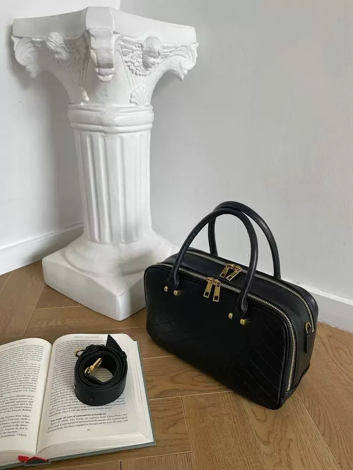 “Elegance Quilted” Genuine Leather Bag with Long Adjustable Strap