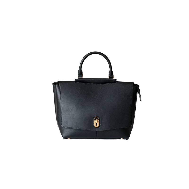 Elegant Leather Bag with Gold Hardware