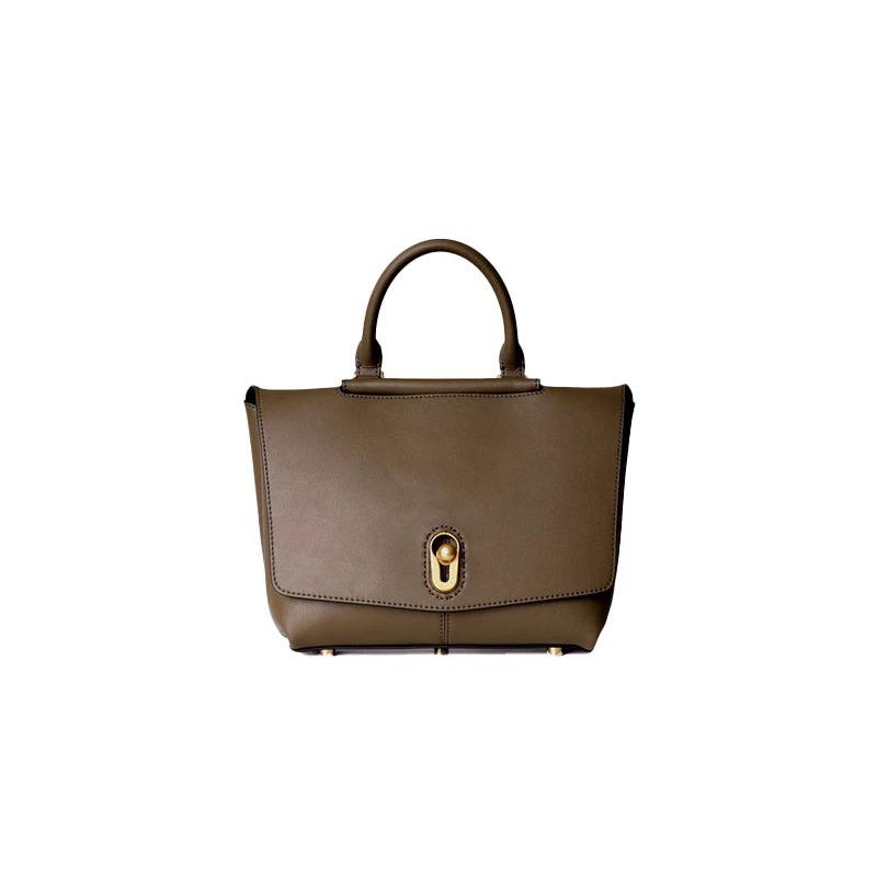 Elegant Leather Bag with Gold Hardware
