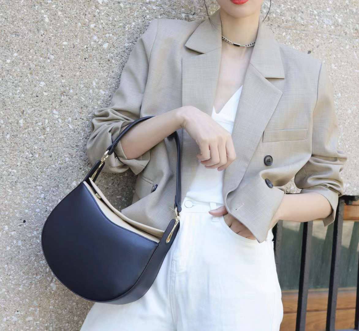 Luna – Crescent Shoulder Bag Made of Genuine Leather | Elegant Minimalist Handbag
