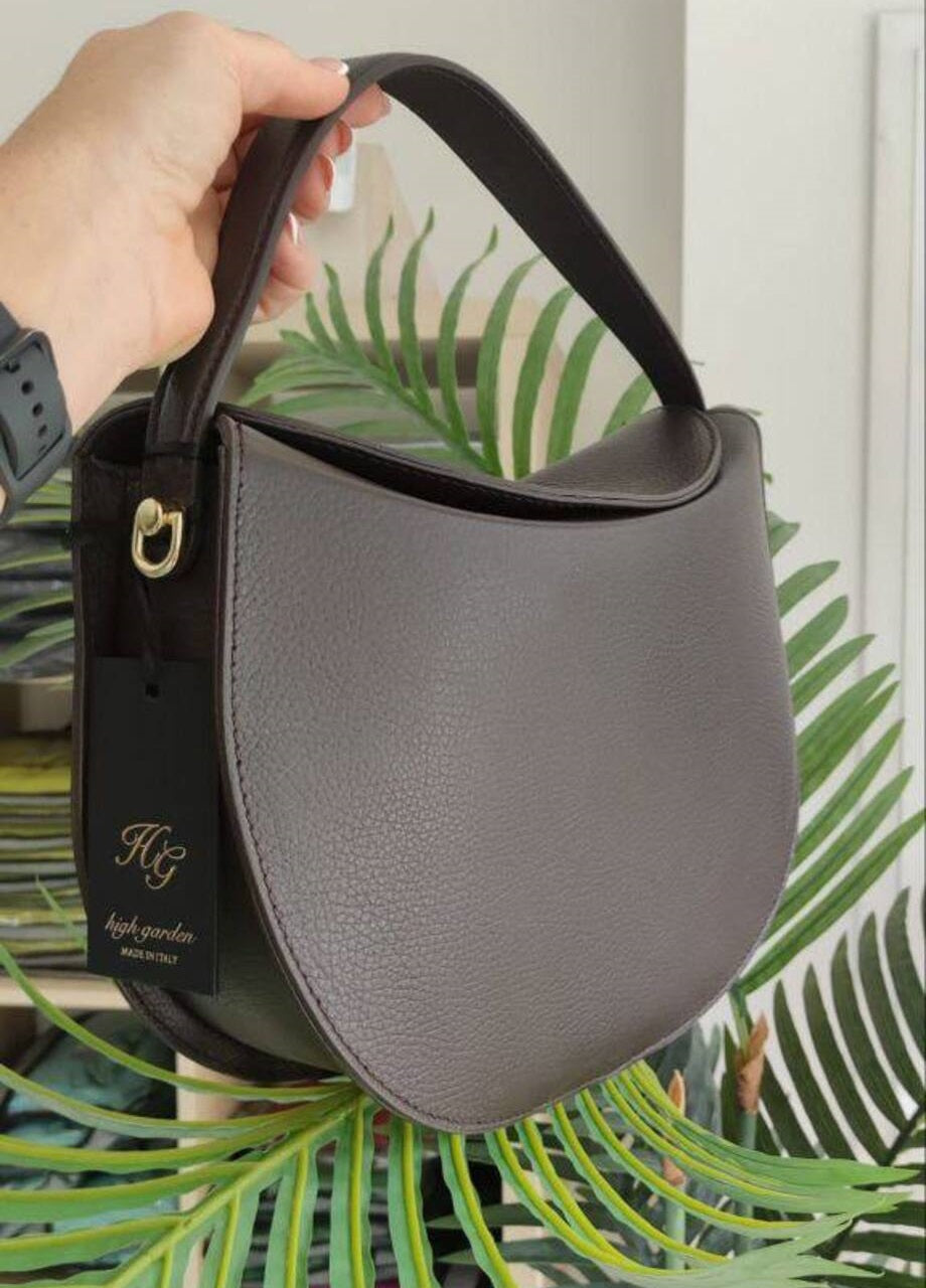 Small Italian Leather Bag with Two Straps and Hidden Magnet