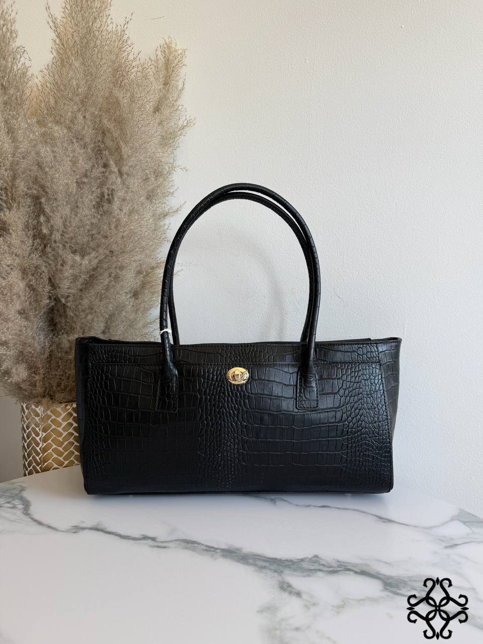 SORELIA – Women's Genuine Italian Leather Shoulder Bag | Made in Italy | Croc-Embossed Texture | Spacious Everyday Handbag