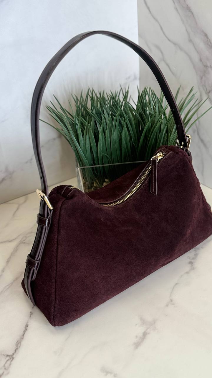 Velour Elegance – Genuine Suede & Leather Bag ✨