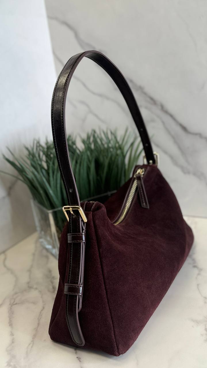 Velour Elegance – Genuine Suede & Leather Bag ✨