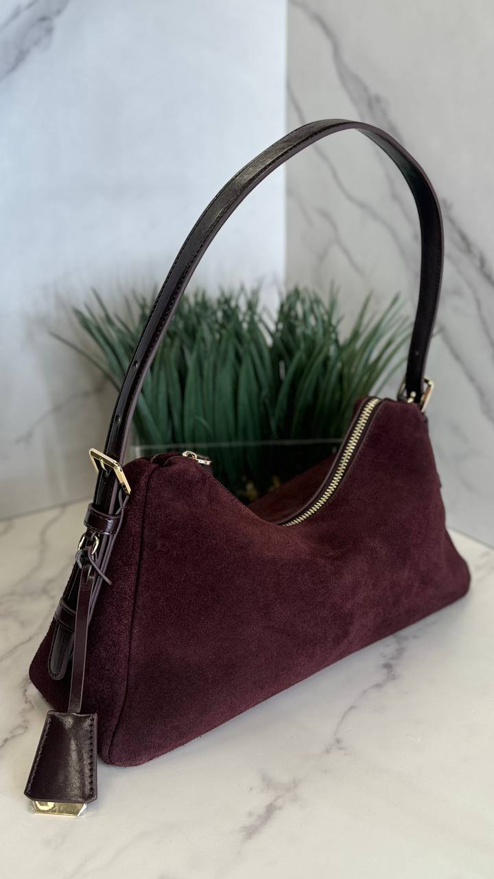 Velour Elegance – Genuine Suede & Leather Bag ✨