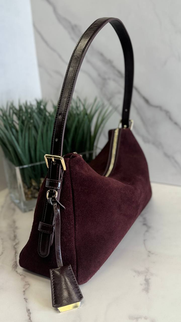 Velour Elegance – Genuine Suede & Leather Bag ✨