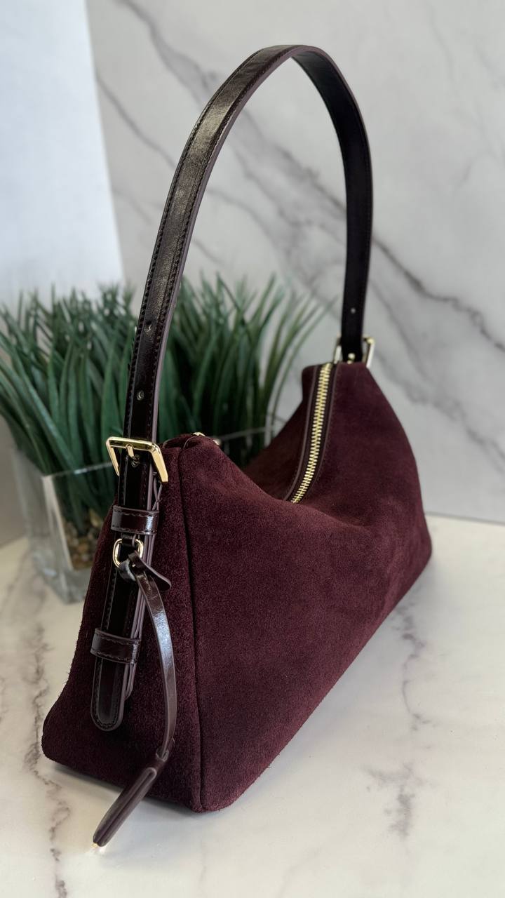 Velour Elegance – Genuine Suede & Leather Bag ✨