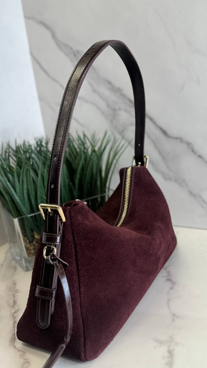 Velour Elegance – Genuine Suede & Leather Bag ✨