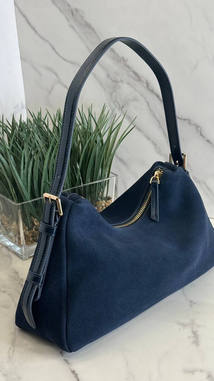 Velour Elegance – Genuine Suede & Leather Bag ✨