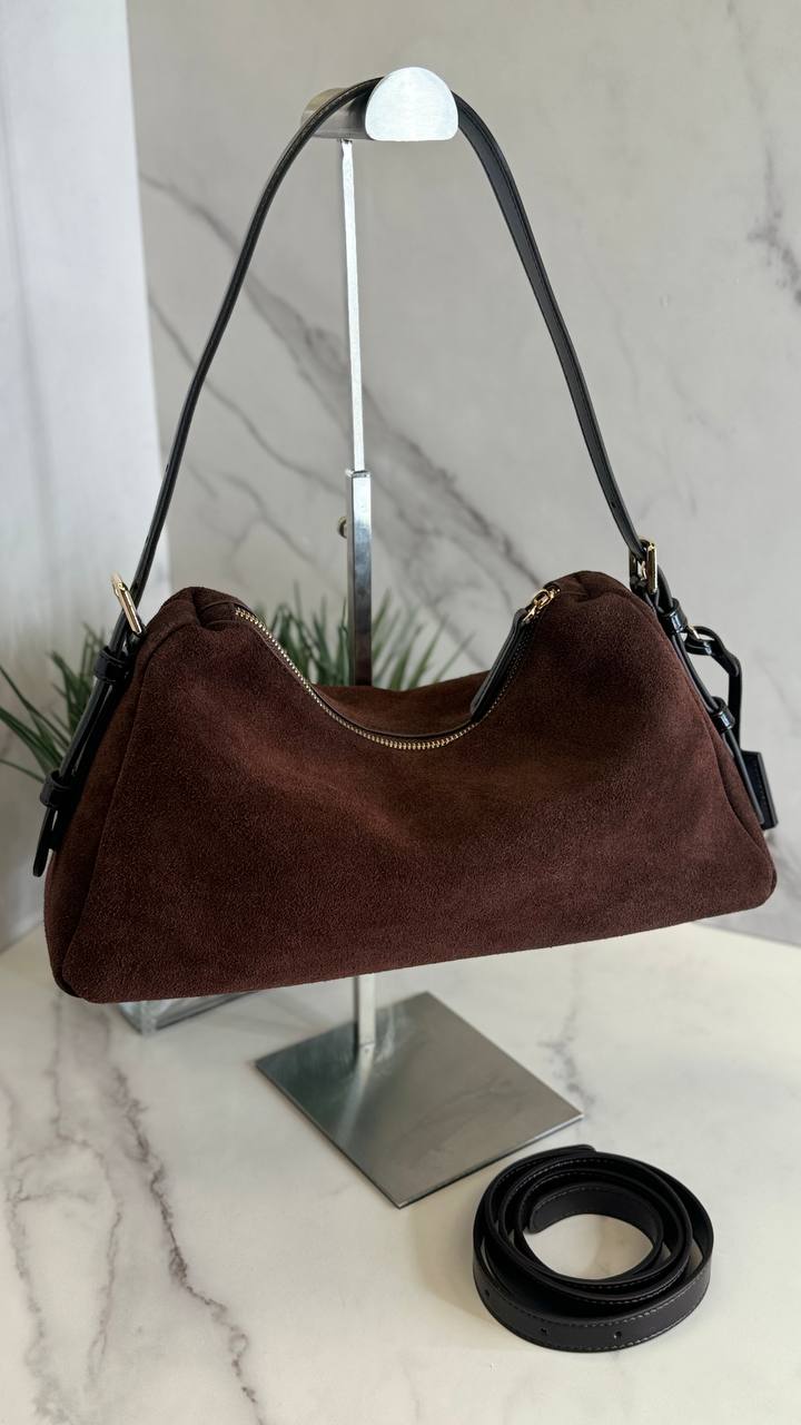 Velour Elegance – Genuine Suede & Leather Bag ✨