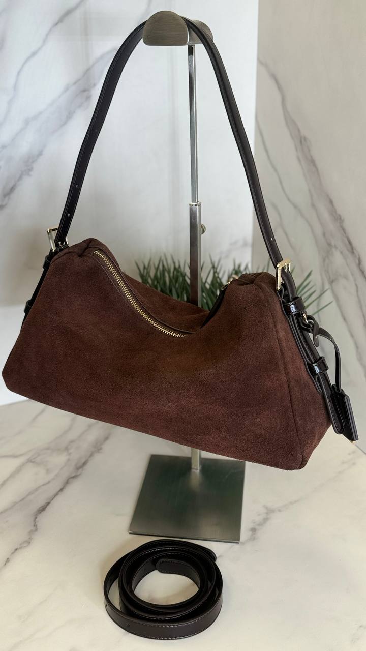 Velour Elegance – Genuine Suede & Leather Bag ✨