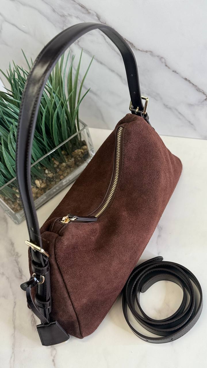 Velour Elegance – Genuine Suede & Leather Bag ✨