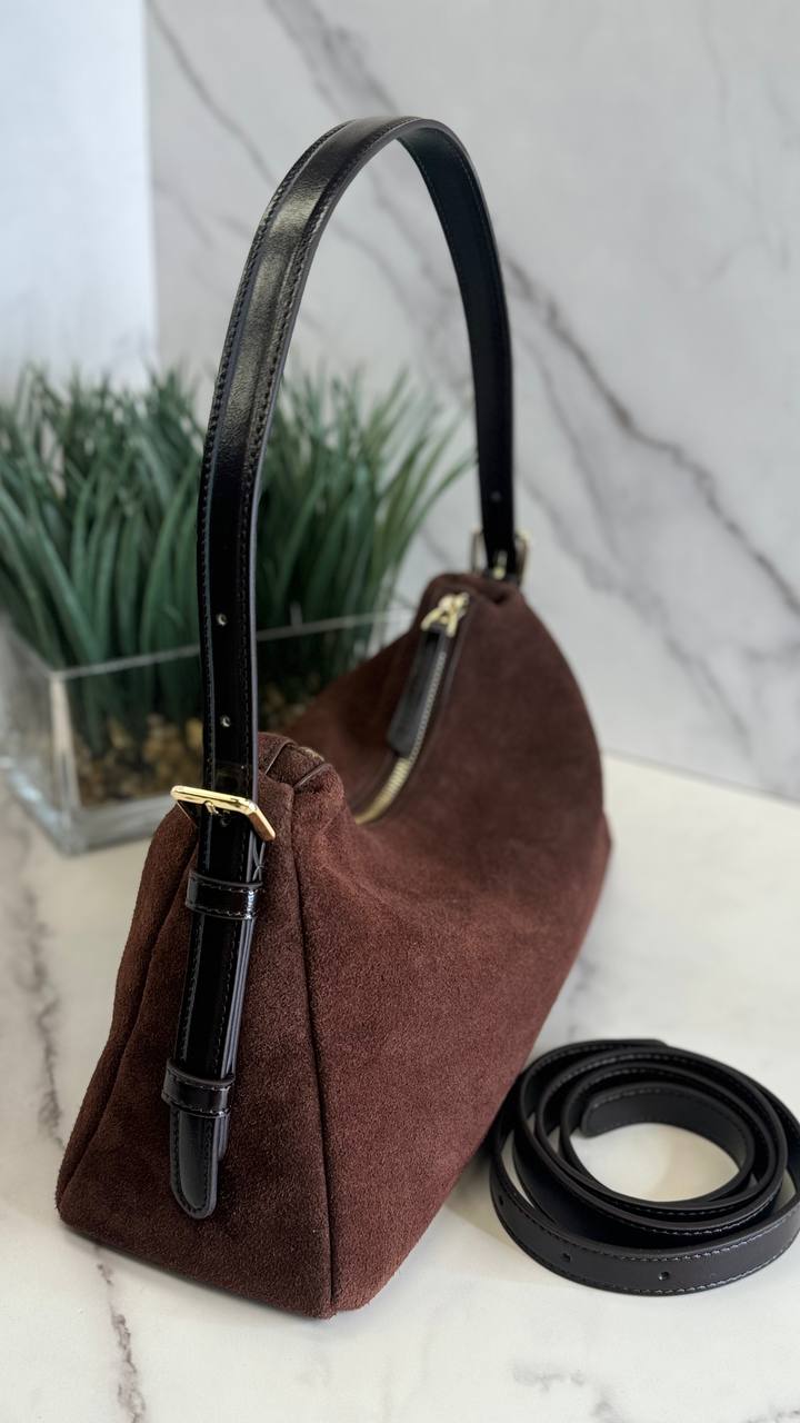 Velour Elegance – Genuine Suede & Leather Bag ✨