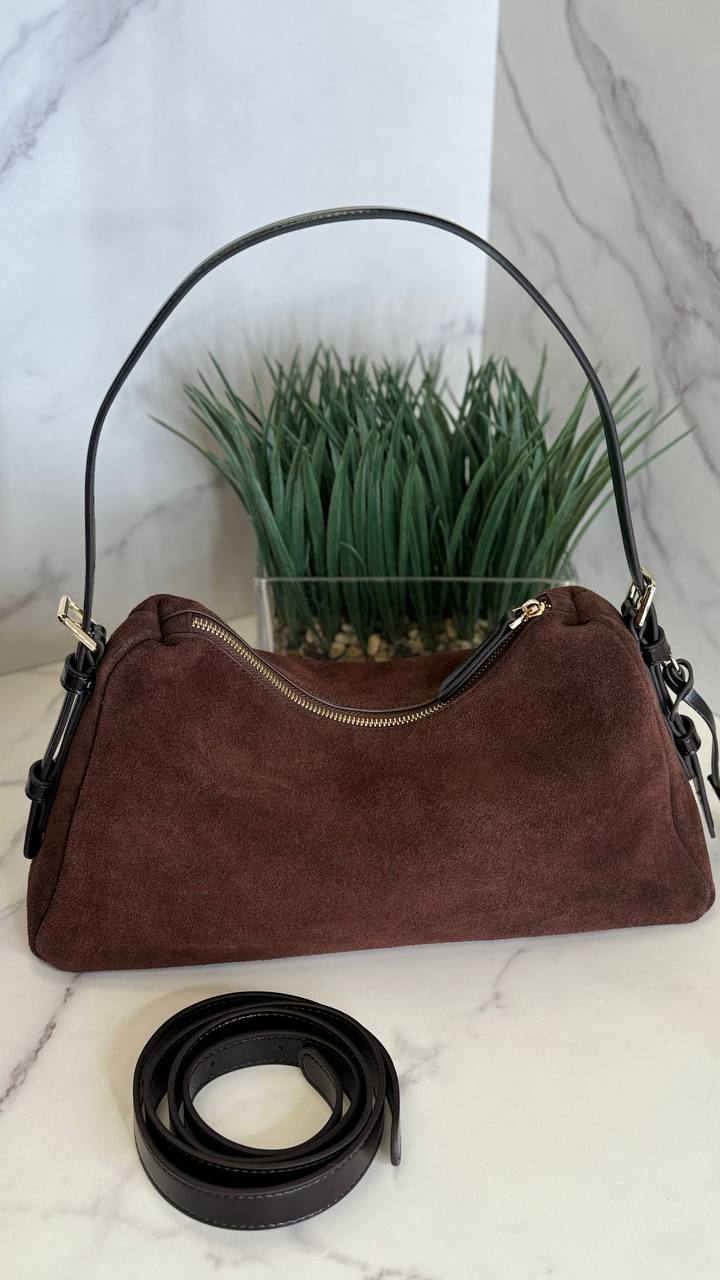 Velour Elegance – Genuine Suede & Leather Bag ✨