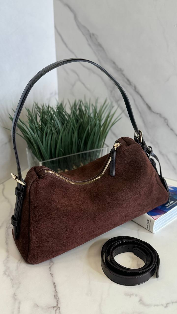 Velour Elegance – Genuine Suede & Leather Bag ✨