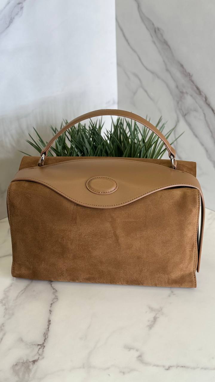 Suede Luxe Charm — Genuine Leather and Suede Bag with Adjustable Strap