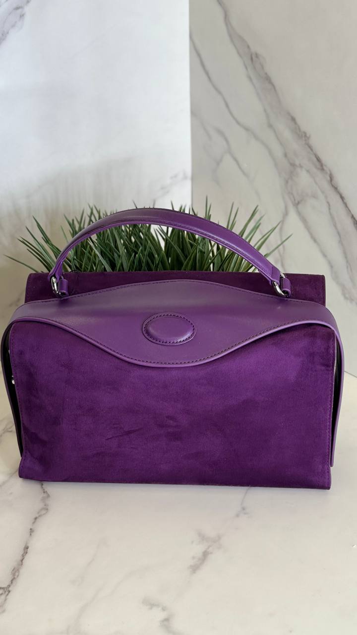 Suede Luxe Charm — Genuine Leather and Suede Bag with Adjustable Strap
