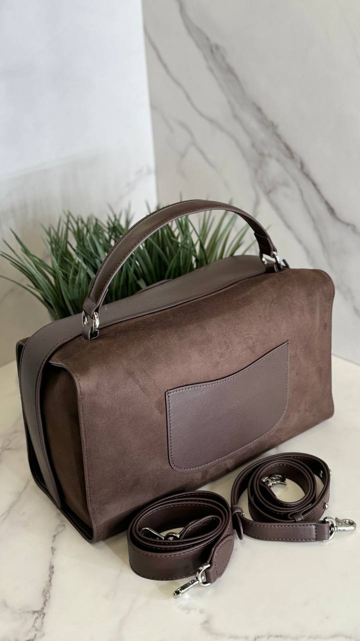 Suede Luxe Charm — Genuine Leather and Suede Bag with Adjustable Strap