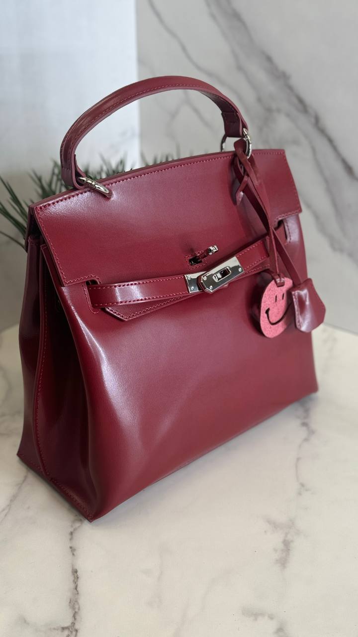 👜 Timeless Grace – Genuine Leather Structured Shoulder Bag | 14" Elegant Tote with Adjustable Strap
