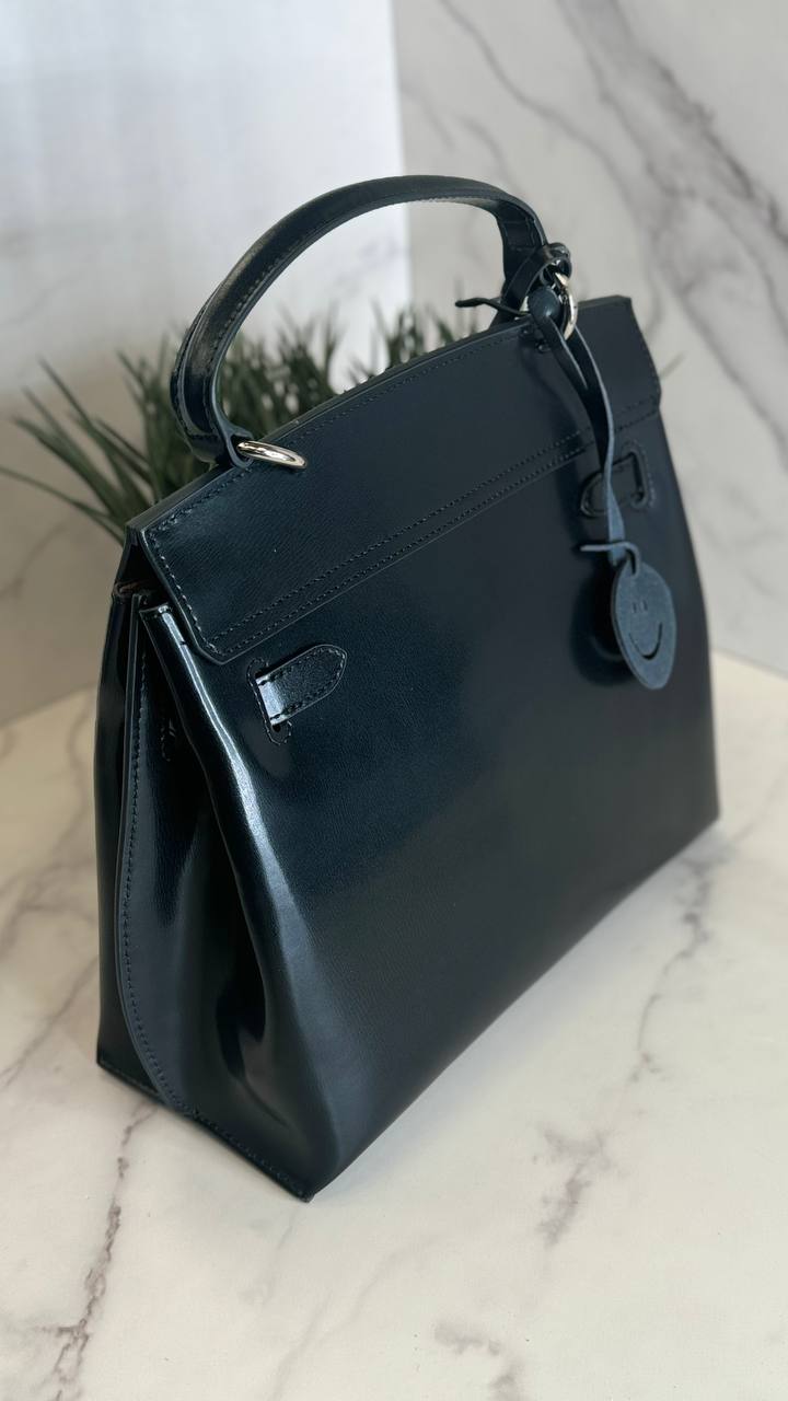 👜 Timeless Grace – Genuine Leather Structured Shoulder Bag | 14" Elegant Tote with Adjustable Strap