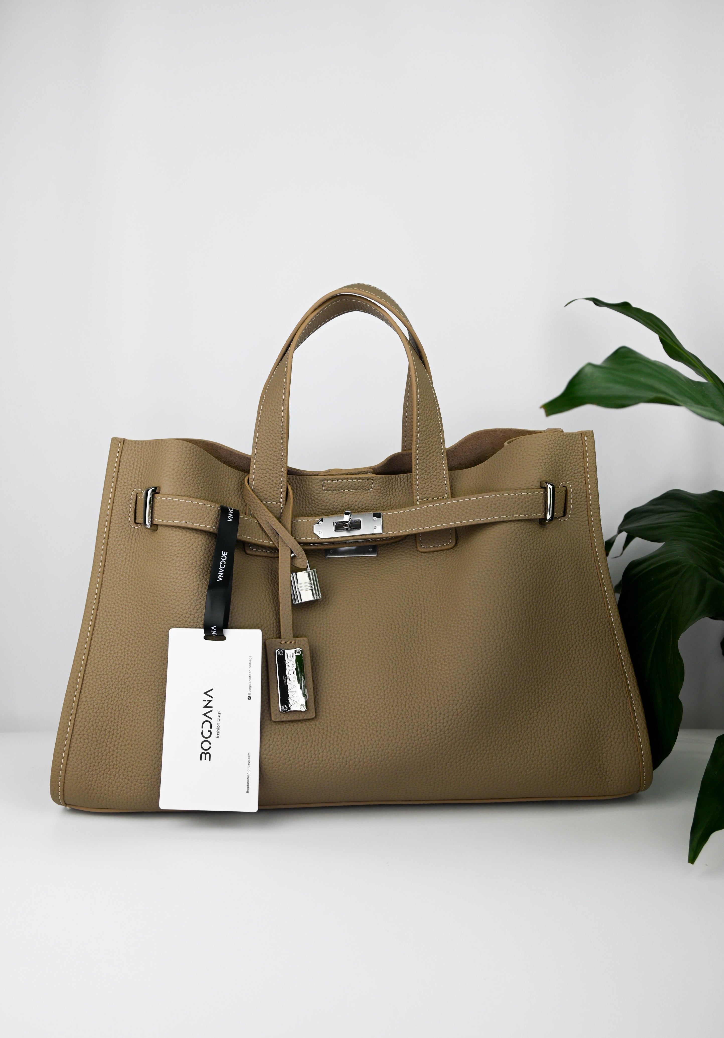 Bogdana Urban Luxe — Genuine Leather Power Tote with Silver-Tone Hardware – Women’s Shoulder Bag