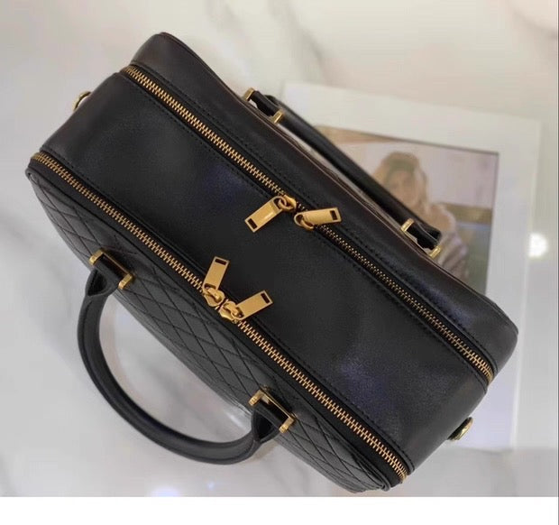 “Elegance Quilted” Genuine Leather Bag with Long Adjustable Strap