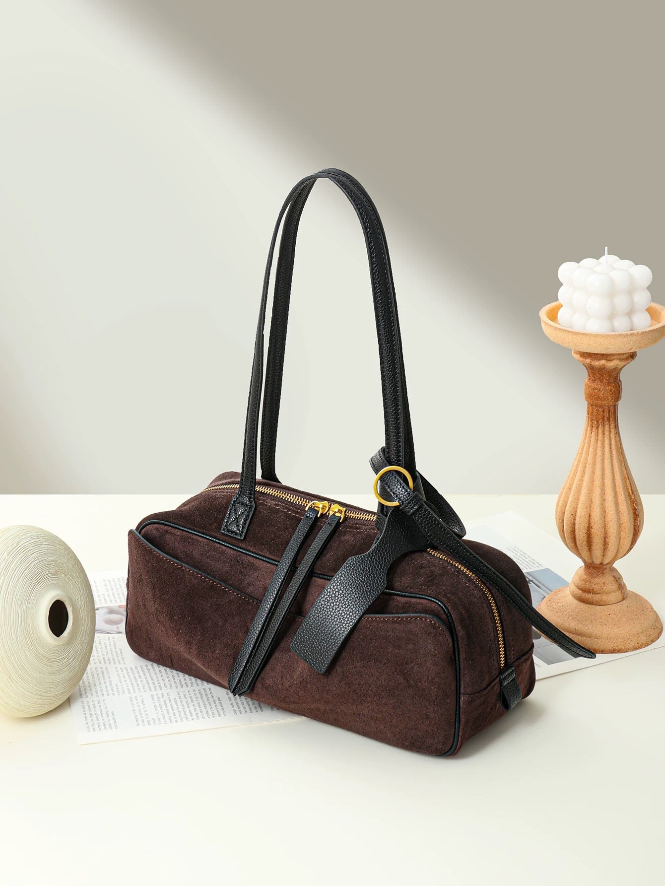 Siena Suede & Leather Shoulder Bag