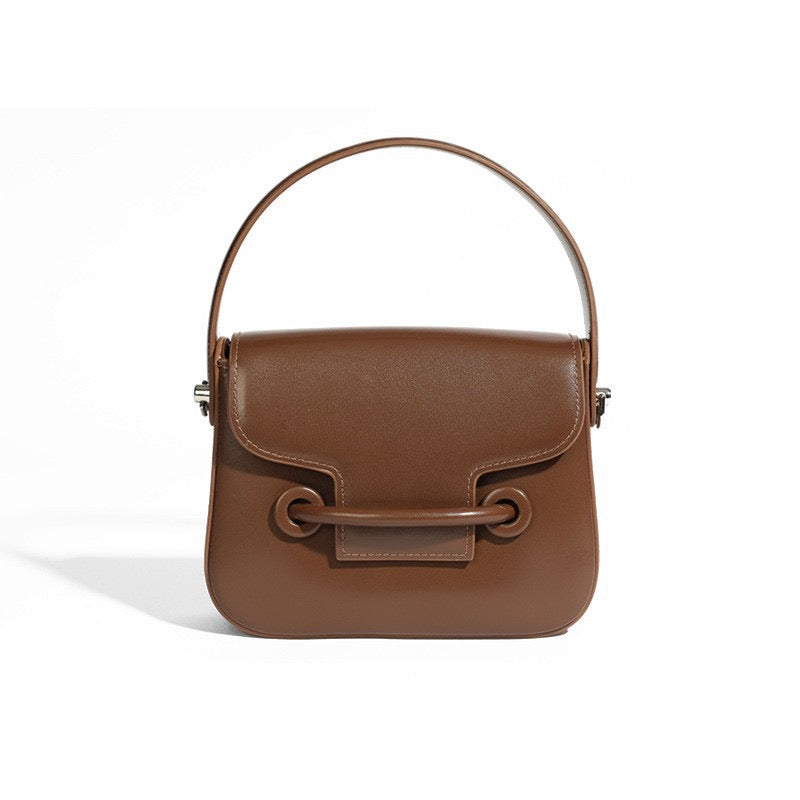 Élégance en Cuir – Genuine Leather Structured Top Handle Bag with Detachable Shoulder Strap