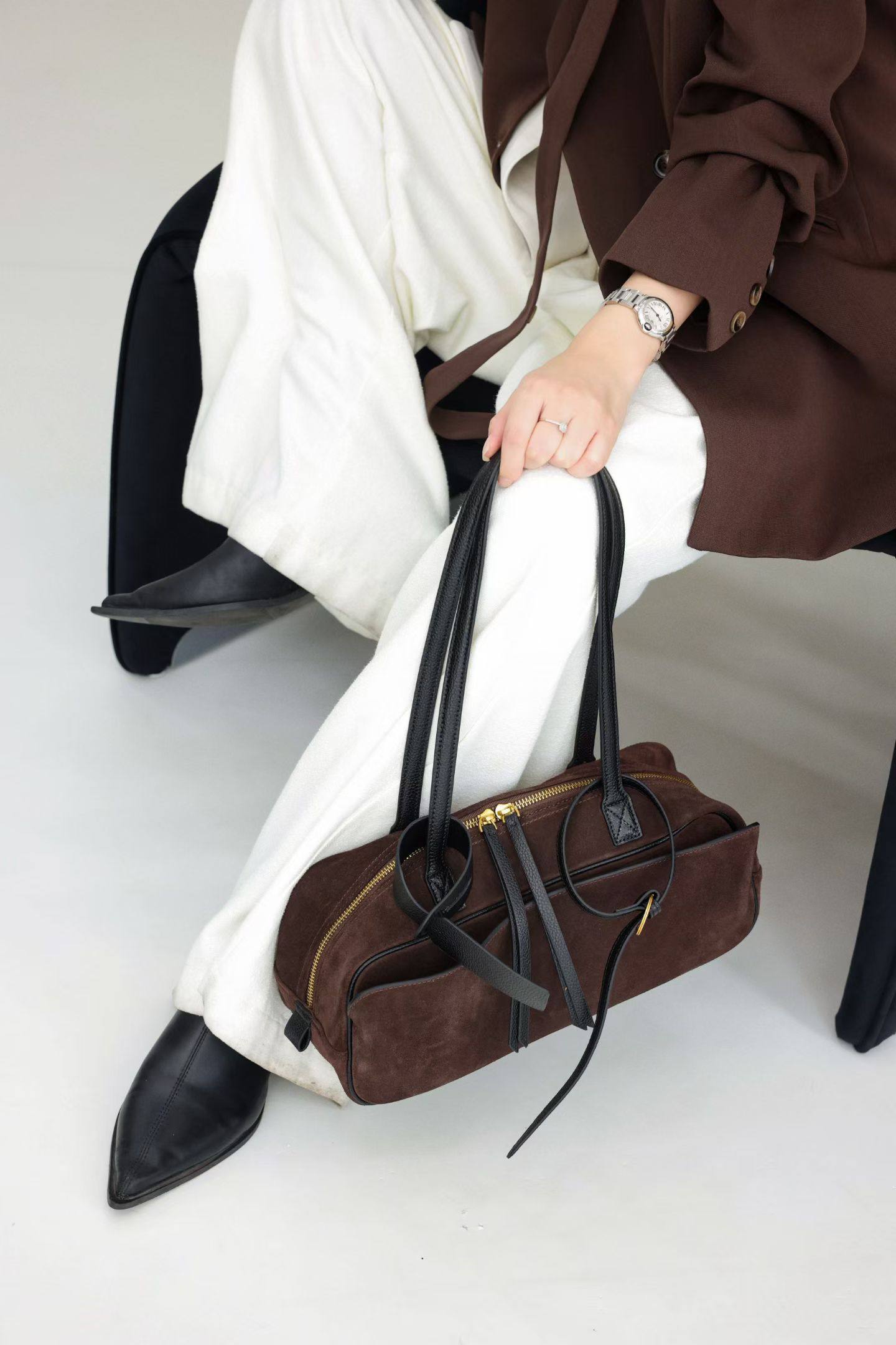 Siena Suede & Leather Shoulder Bag