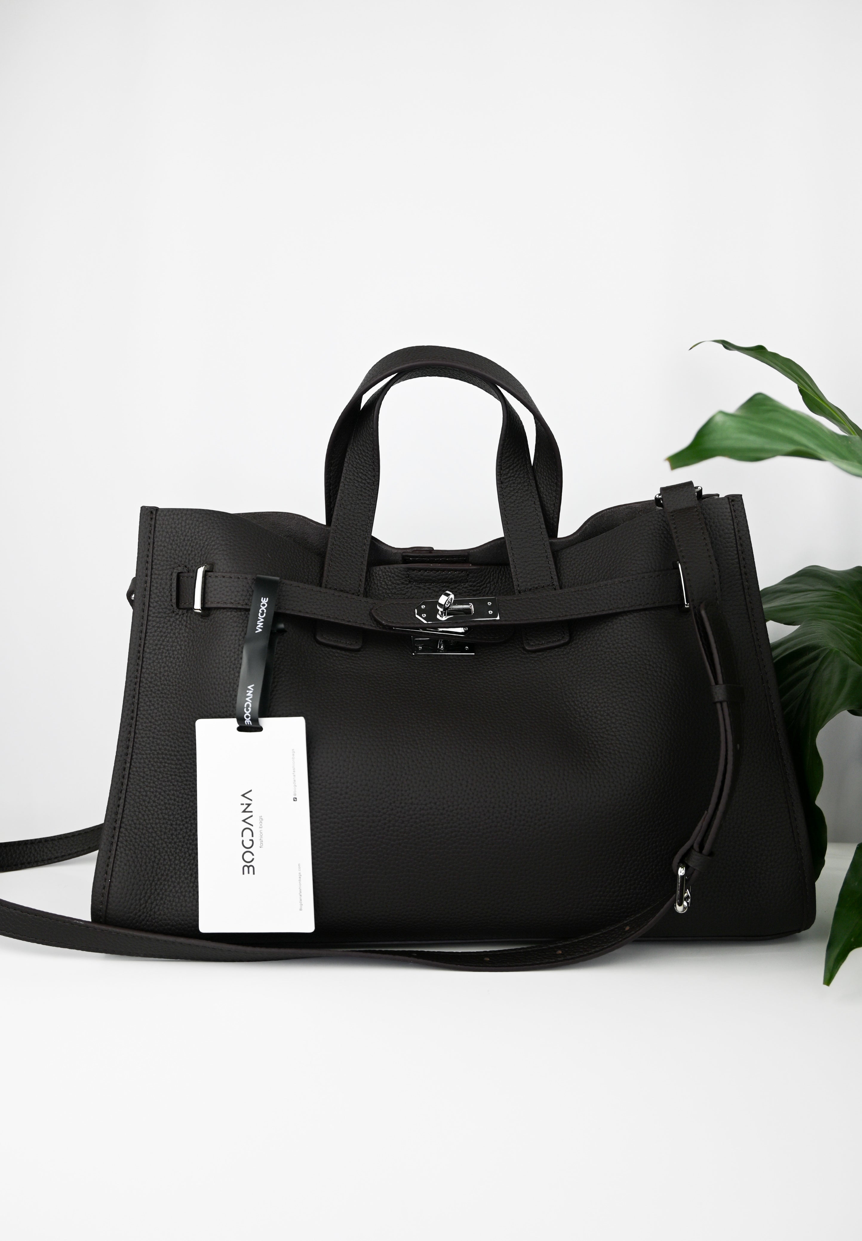 Bogdana Urban Luxe — Genuine Leather Power Tote with Silver-Tone Hardware – Women’s Shoulder Bag