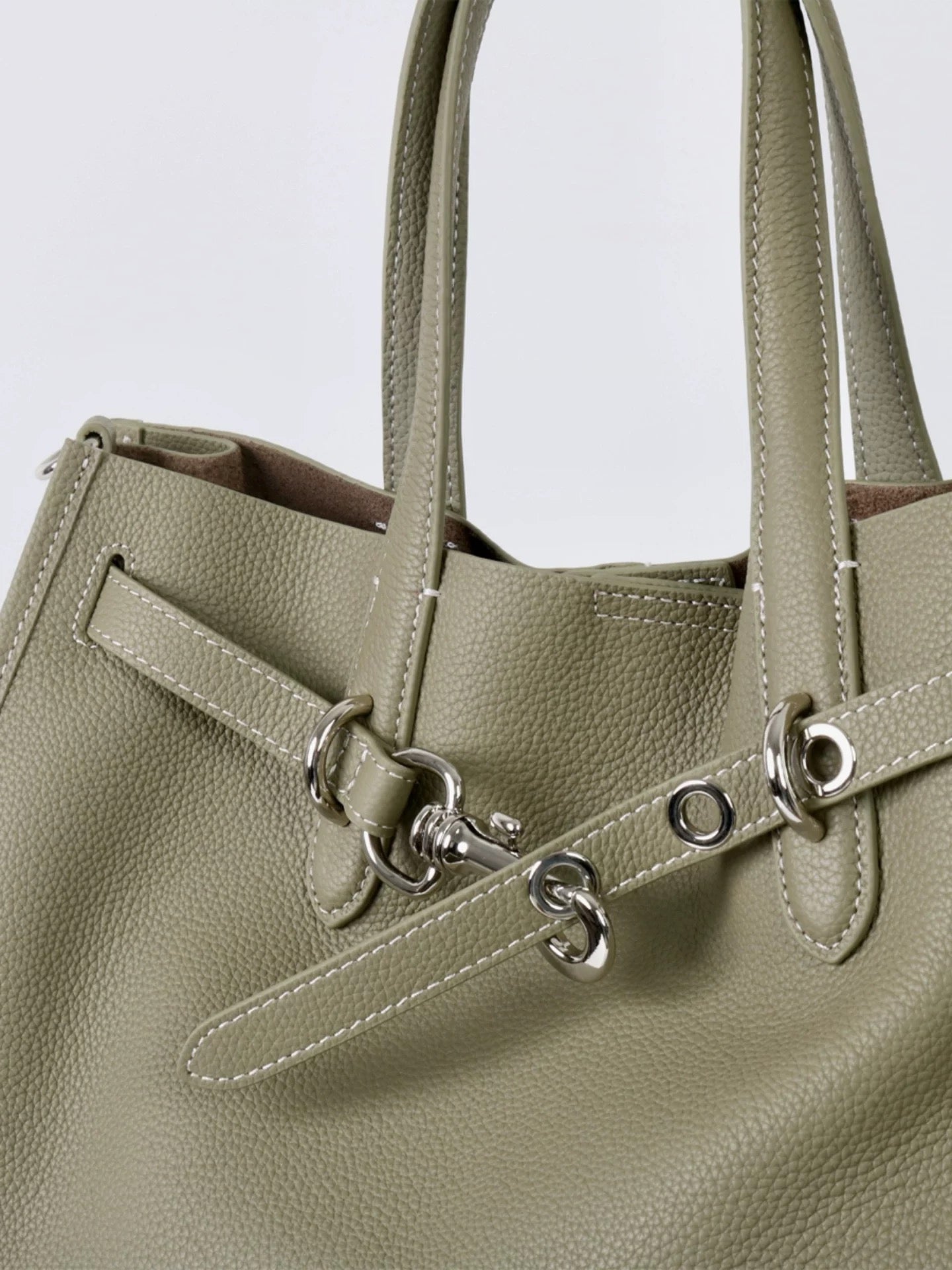 ALTANAI — genuine leather tote bag with a long adjustable strap
