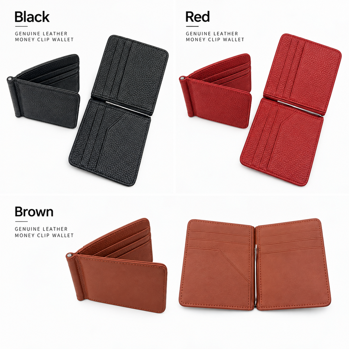 Genuine Leather Money Clip Wallet – Slim Card Holder for Men & Women