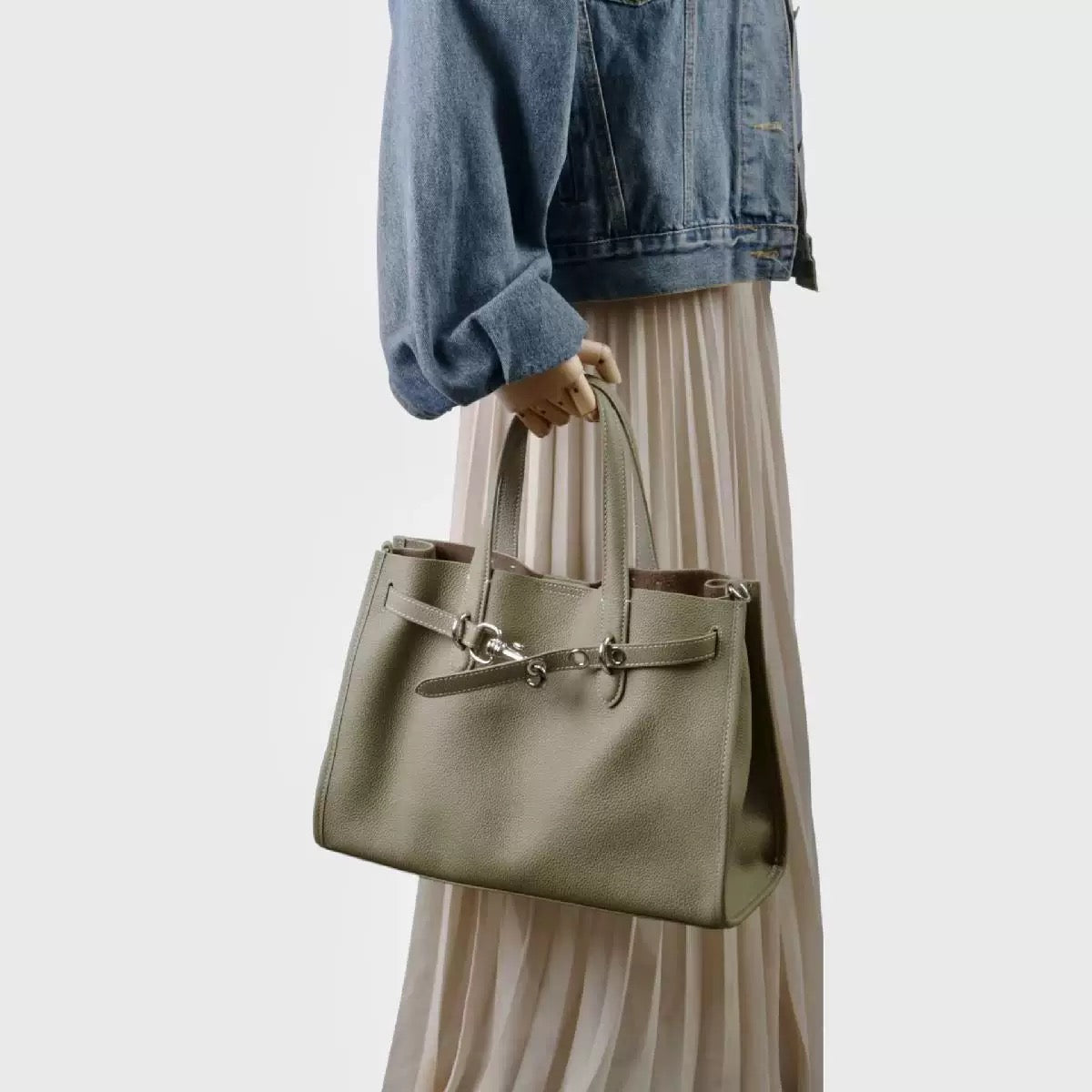 ALTANAI — genuine leather tote bag with a long adjustable strap