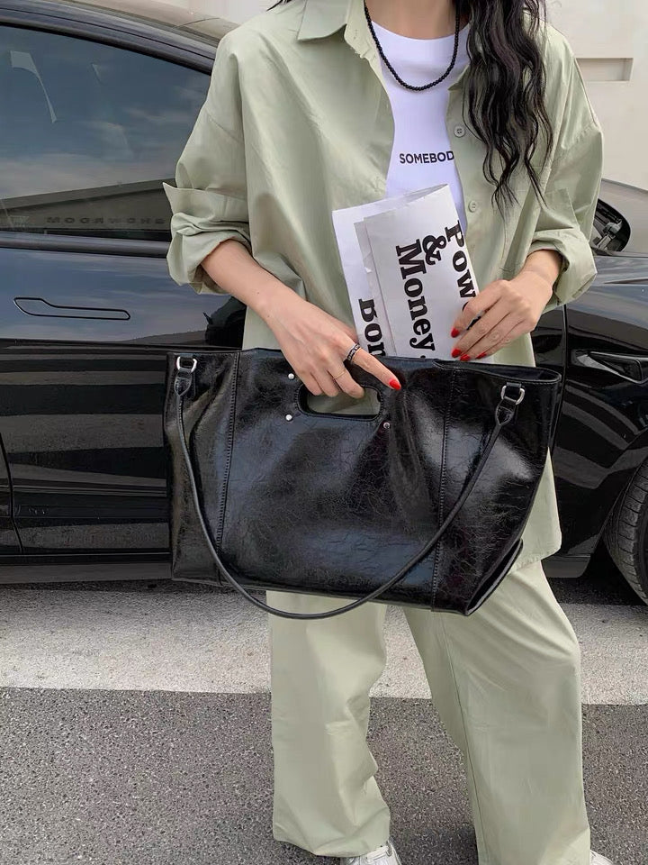 Embossed Leather Shopper Bag — A Bold Statement of Style